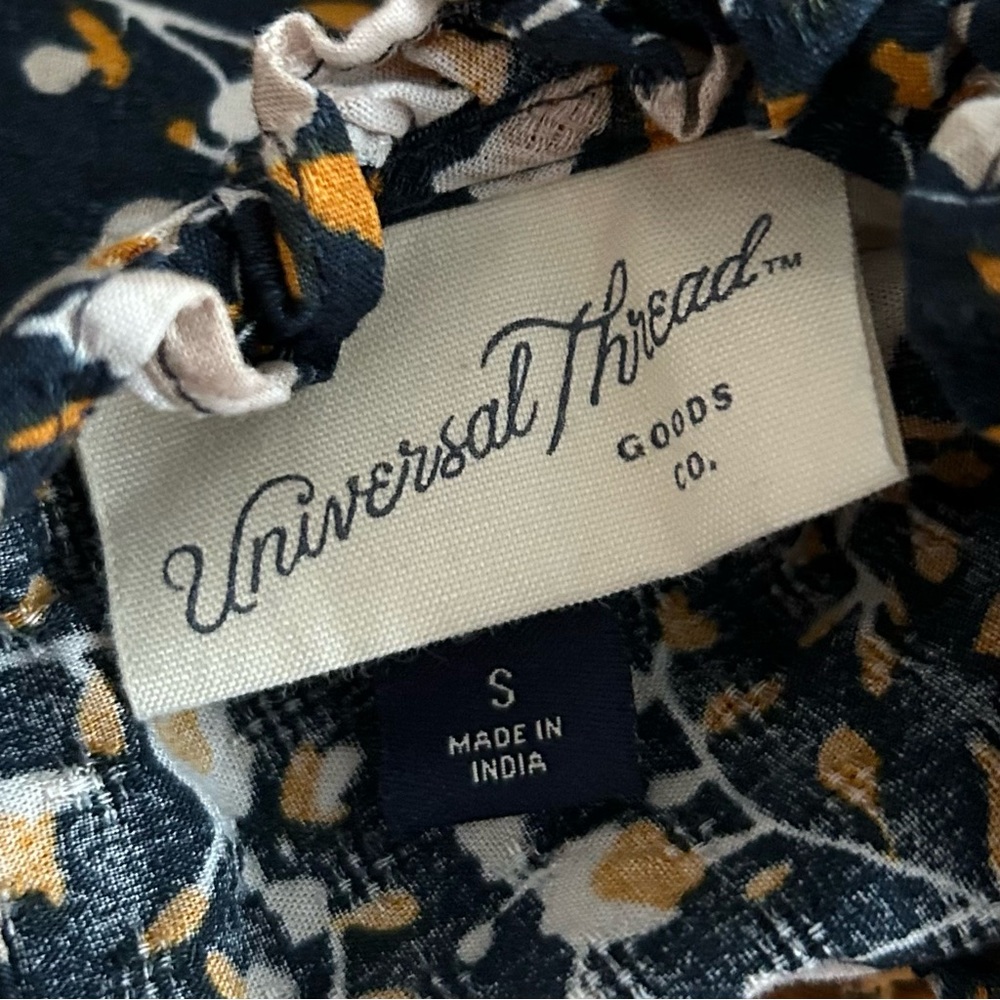 Target Universal Thread Floral High Neck Prairie Dress Women’s SZ S Blue Print - Picture 9 of 10
